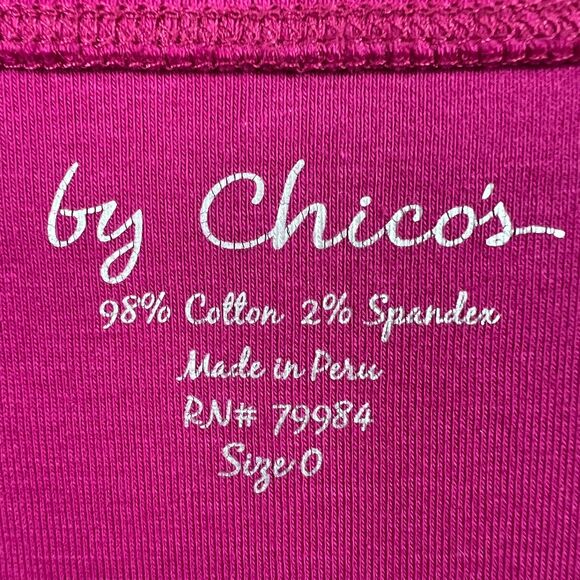 Chico’s Pink V-Neck Short Sleeve Top Size 0 Cotton Spandex - Picture 3 of 5